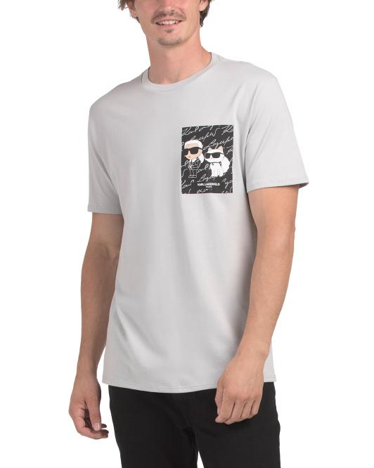 KARL Light Grey Pocket Graphic T-Shirt