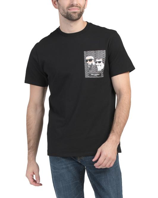 KARL Black Pocket Graphic T-Shirt