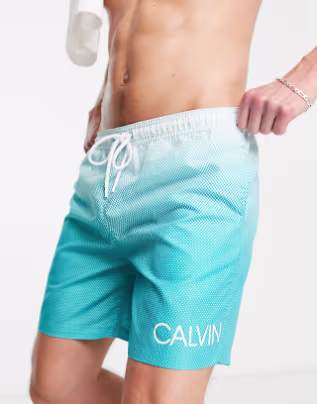 Men’s Gradient Swim Shorts CK – Light Blue & Turquoise