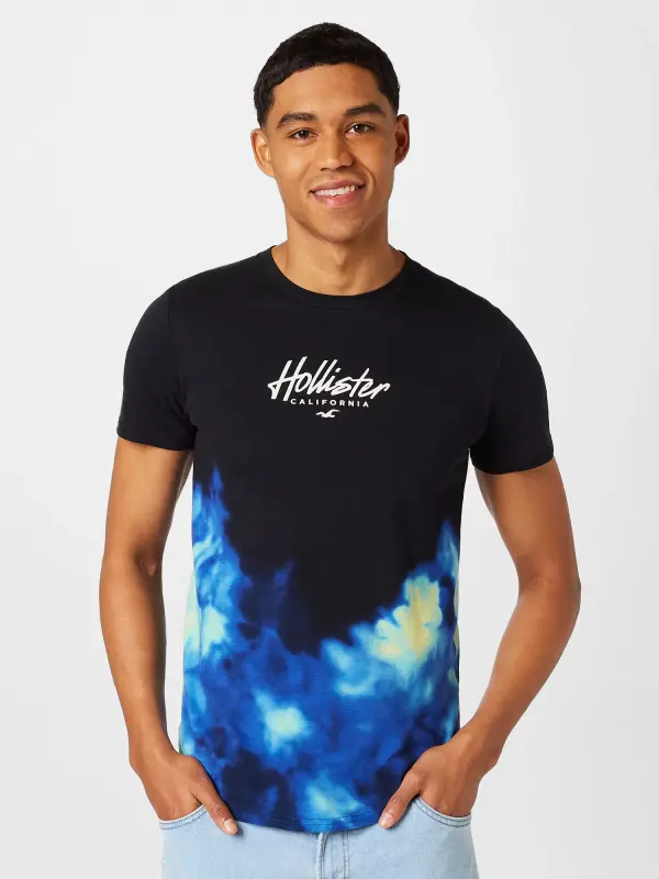 Hollister Black & Blue Tie-Dye Logo T-Shirt