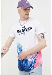 Hollister White Tie-Dye Blue & Pink Logo T-Shirt
