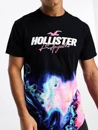 Hollister Black Tie-Dye Blue & Pink Logo T-Shirt.