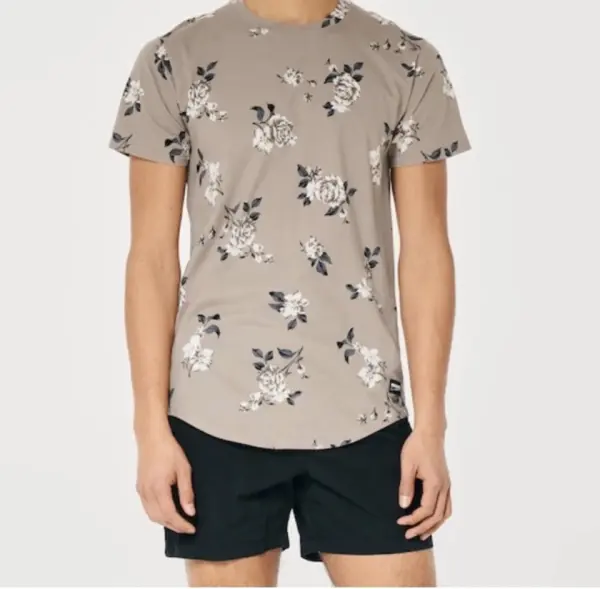 Men’s Light Grey HOLLISTER  Floral Printed T-Shirt