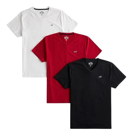 Hollister Men’s 3-Pack V-Neck T-Shirts – Essential Colors