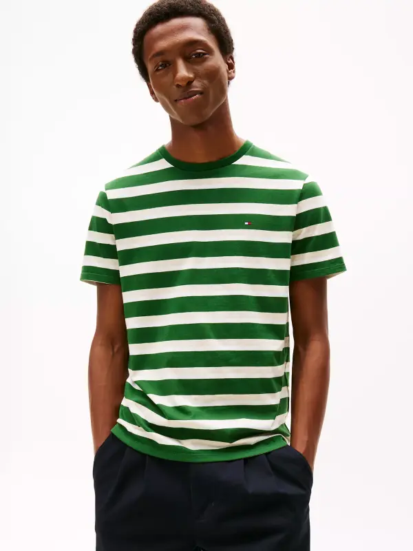 Tommy Hilfiger Men’s Striped T-Shirt | 100% Cotton.