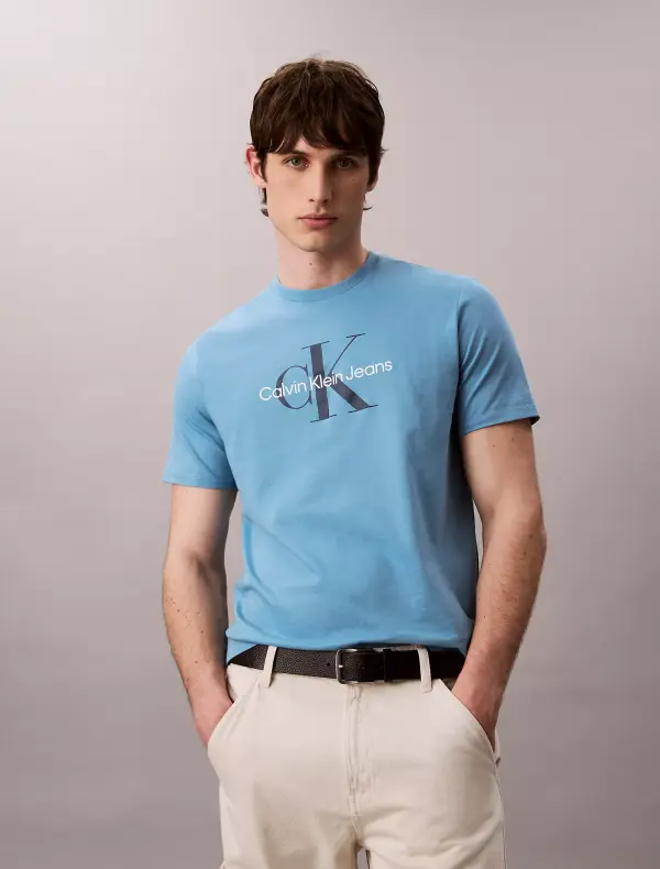 Calvin Klein Jeans Men’s Blue CK Logo T-Shirt | 100% Cotton | Original