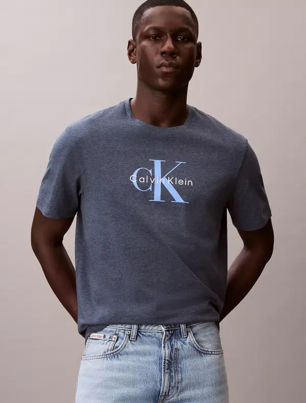 Calvin Klein Men’s Grey T-Shirt with CK Logo | 100% Cotton | Original