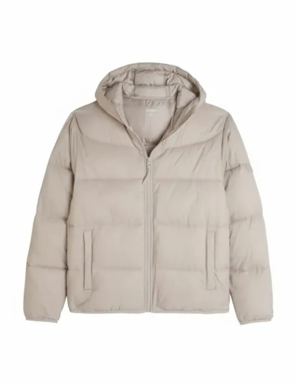 Hollister Hooded Puffer Jacket – Beige