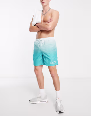 Men’s Gradient Swim Shorts CK – Light Blue & Turquoise