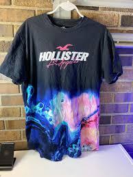 Hollister Black Tie-Dye Blue & Pink Logo T-Shirt.