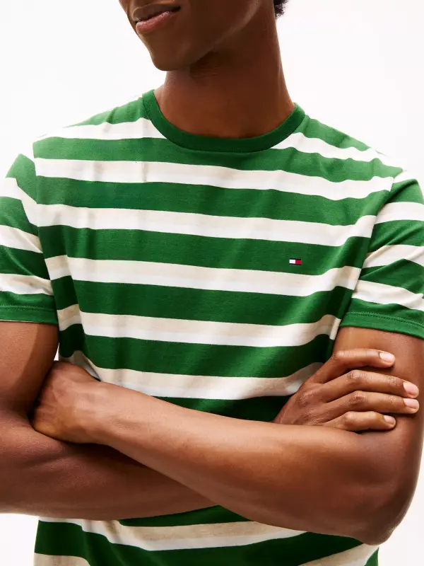 Tommy Hilfiger Men’s Striped T-Shirt | 100% Cotton.