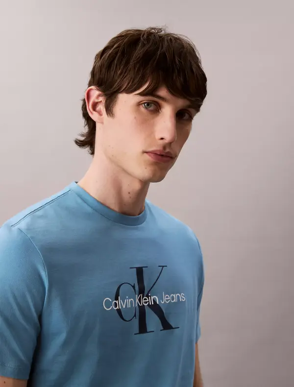Calvin Klein Jeans Men’s Blue CK Logo T-Shirt | 100% Cotton | Original