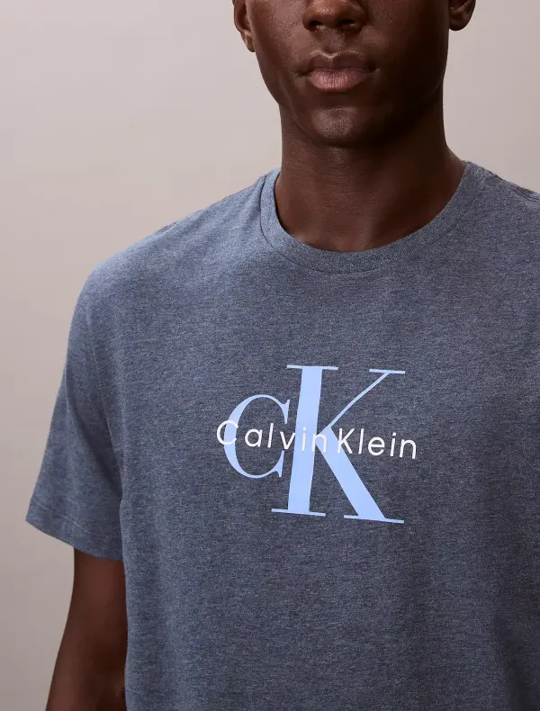 Calvin Klein Men’s Grey T-Shirt with CK Logo | 100% Cotton | Original