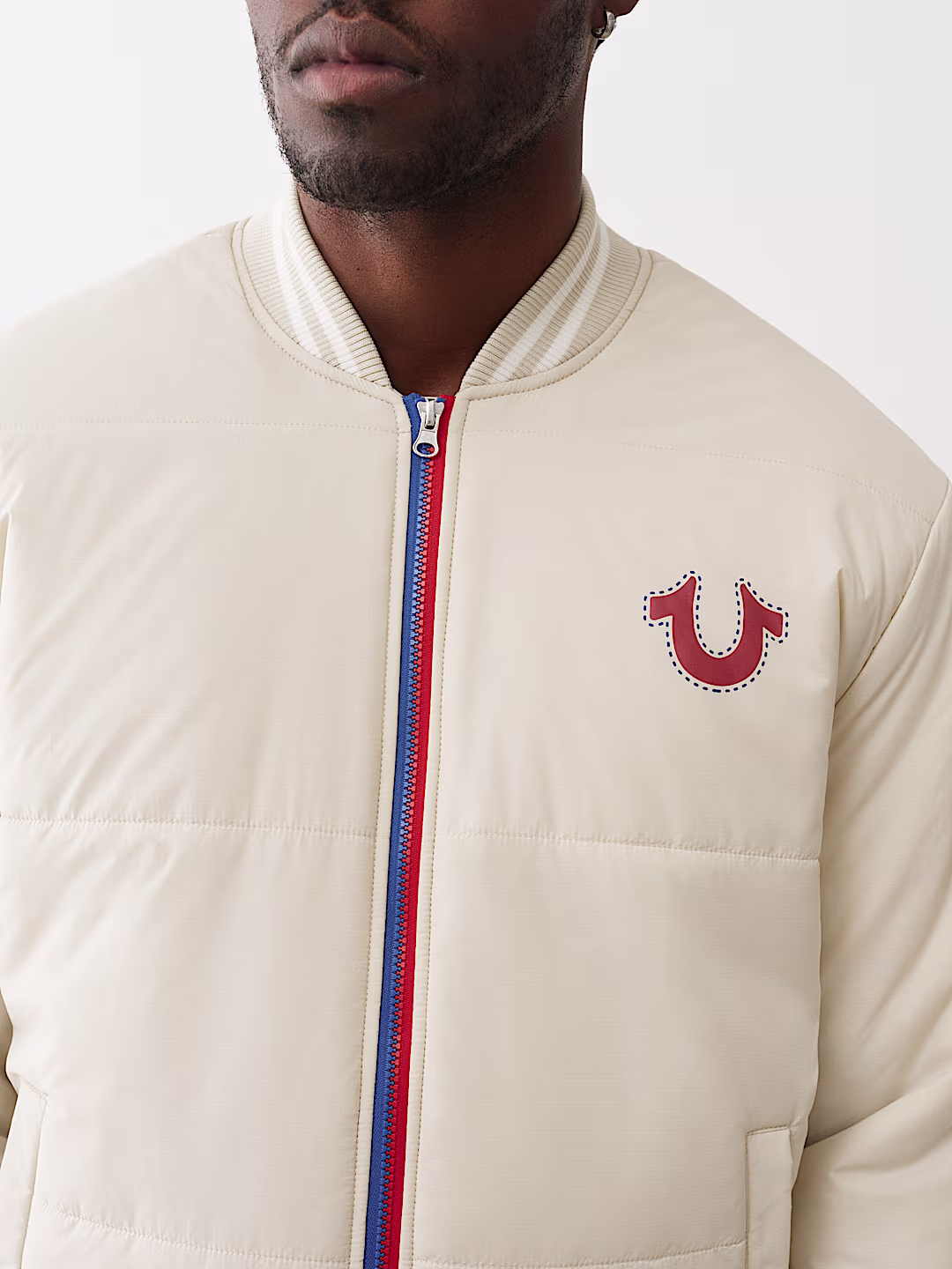 hs logo quilted bomber jacket  true religion