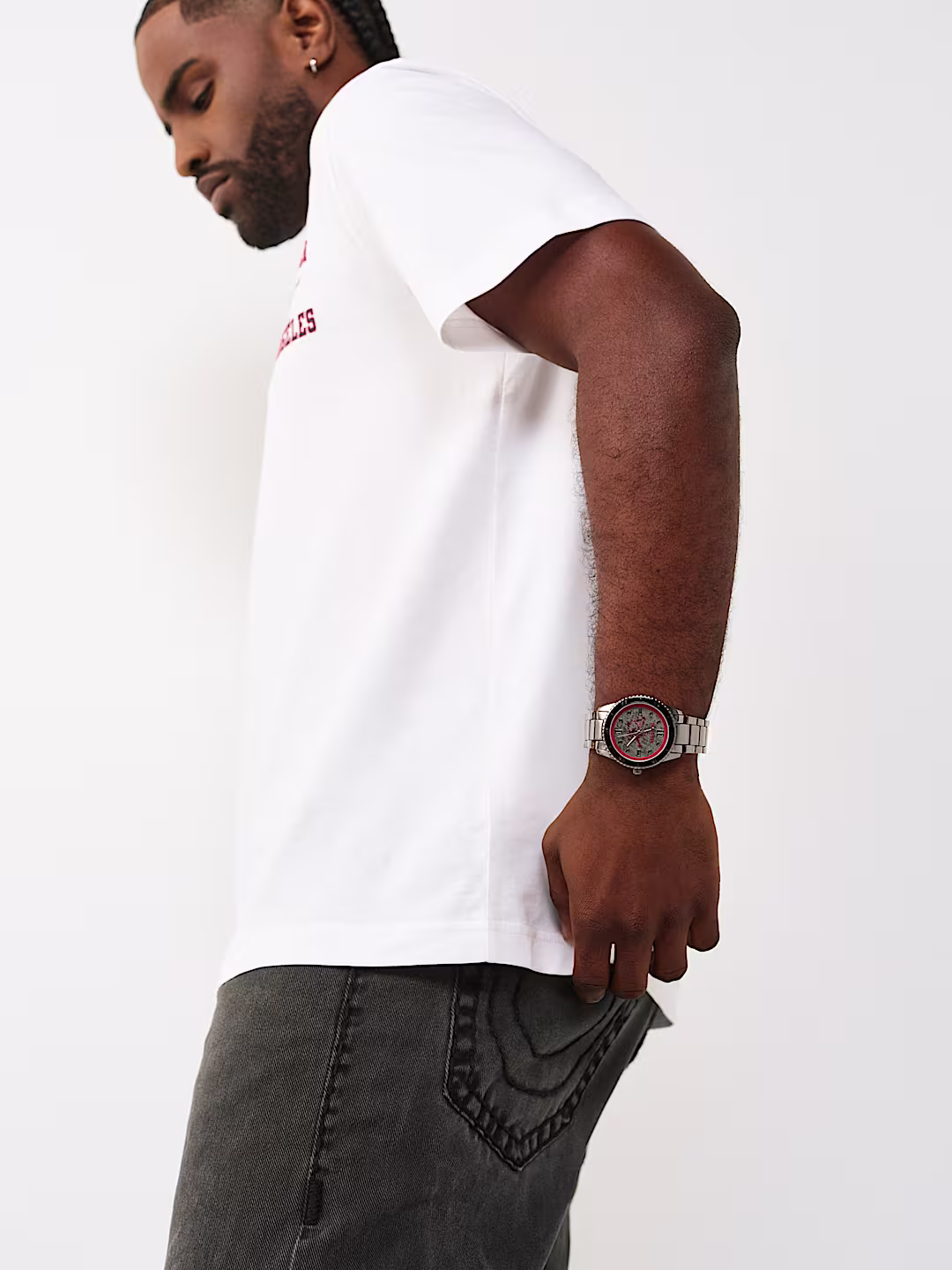 True Religion Men's Stainless Steel Watch – Silver & Red..