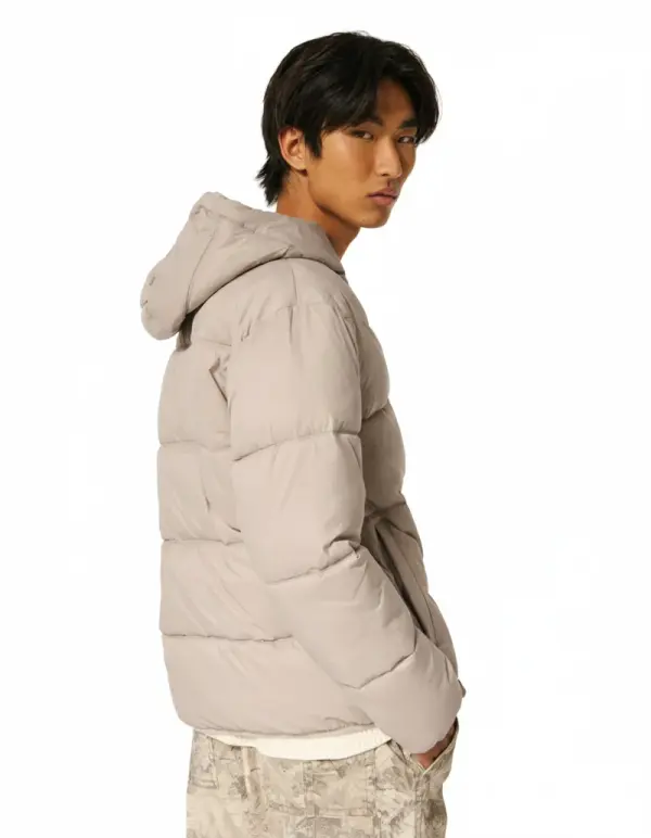 Hollister Hooded Puffer Jacket – Beige